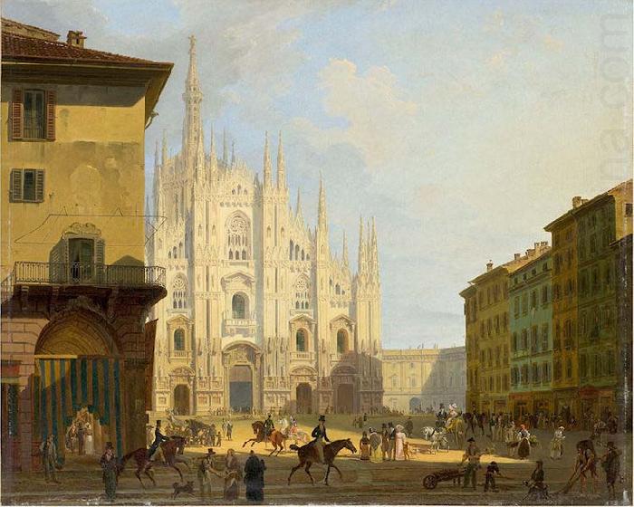 Giovanni Migliara Veduta di piazza del Duomo in Milano china oil painting image